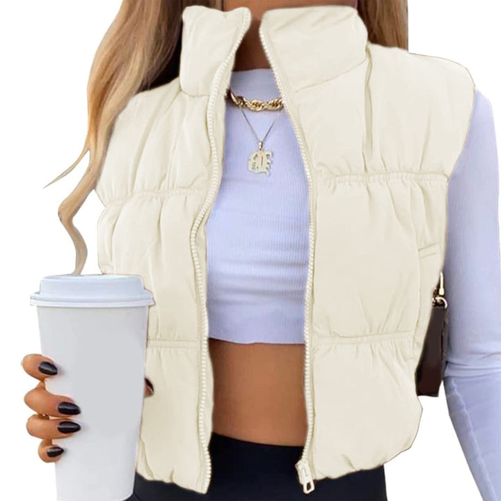 CAROLINE | Sleeveless Zip-Up Puffer Vest with Stand Collar