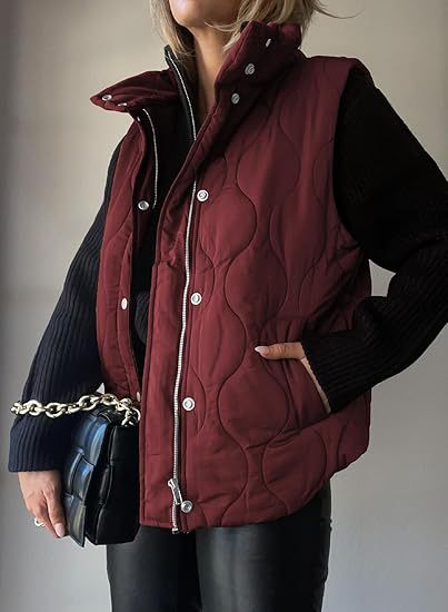 PAMMY | Classic Puffer Button Zip Up Collared Vest