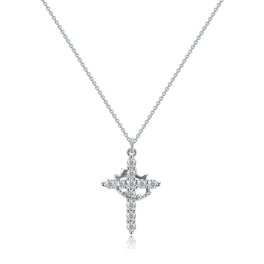 CLARISSE | Classic Cross & Crown Necklace