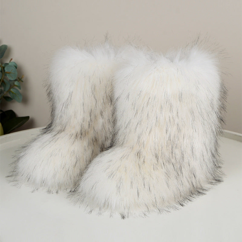 HIRA | Chic Trendy Furry Mid Length Winter Boots