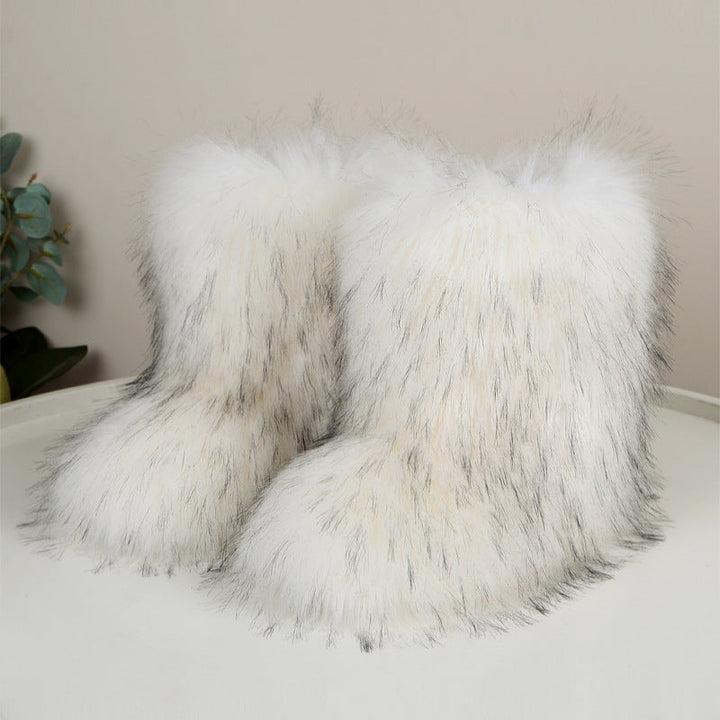 HIRA | Chic Trendy Furry Mid Length Winter Boots