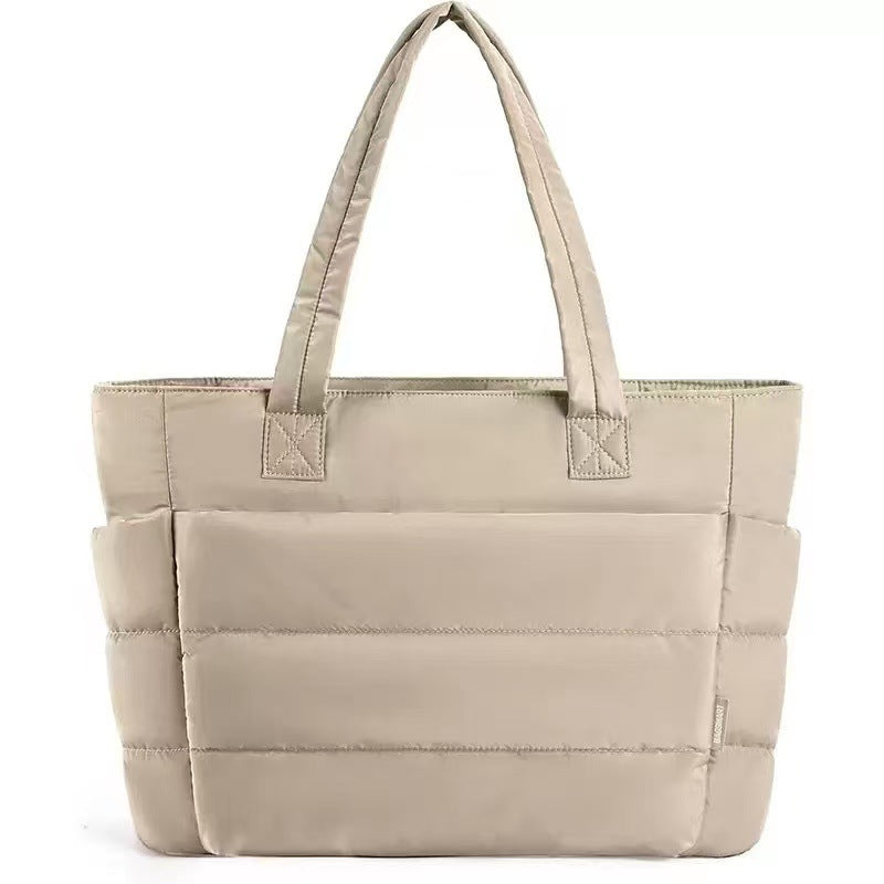 LILY | Cute Puffer Tote Bag with Laptop Compartment & Flower Print