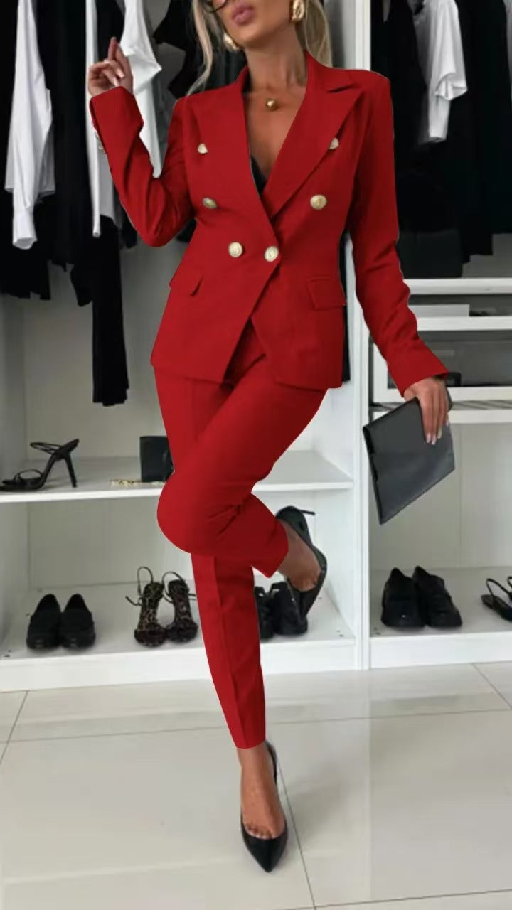 PENNIE | Classy Collar Blazer and Flared Pants Set