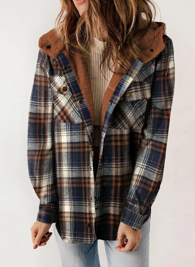 AMELIA | Women’s Plaid Hooded Flannel Jacket for Autumn & Winter