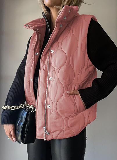 PAMMY | Classic Puffer Button Zip Up Collared Vest
