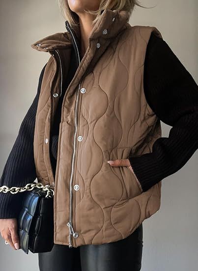 PAMMY | Classic Puffer Button Zip Up Collared Vest