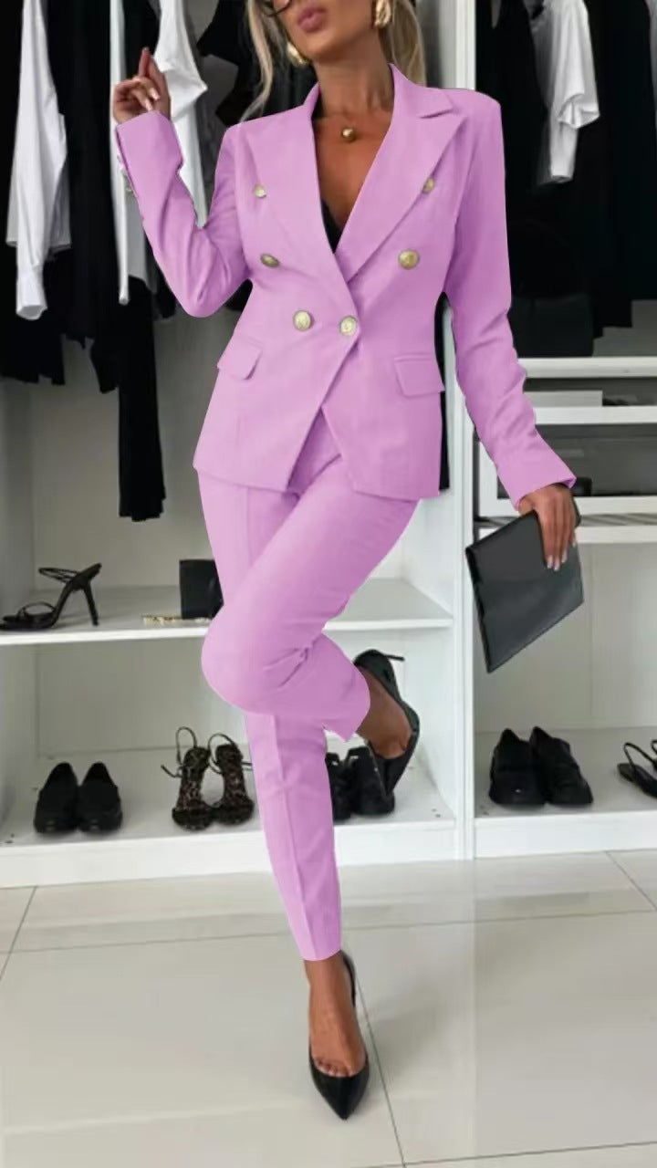 PENNIE | Classy Collar Blazer and Flared Pants Set