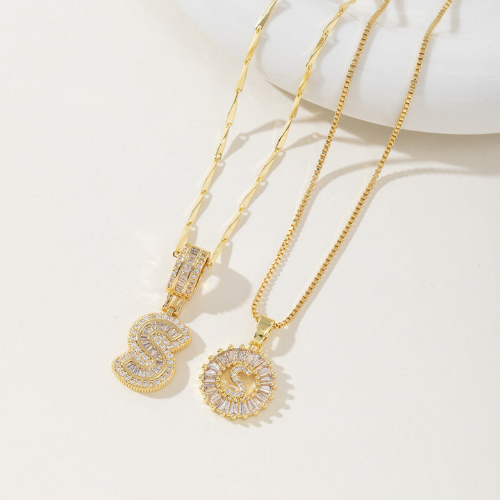AISHA | Elegant 2-Pack Initial Letter Pendant Necklaces