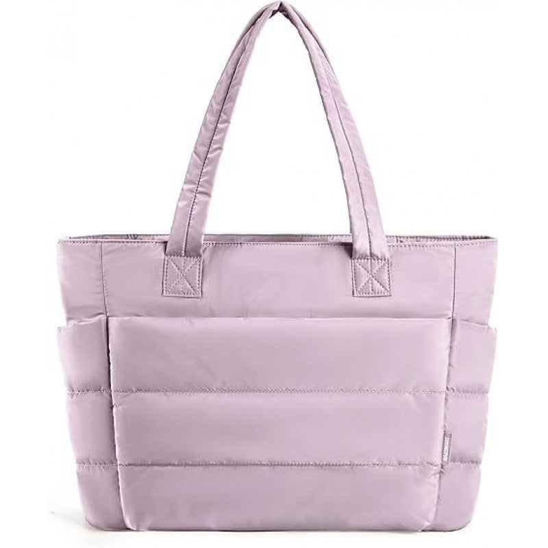 LILY | Cute Puffer Tote Bag with Laptop Compartment & Flower Print