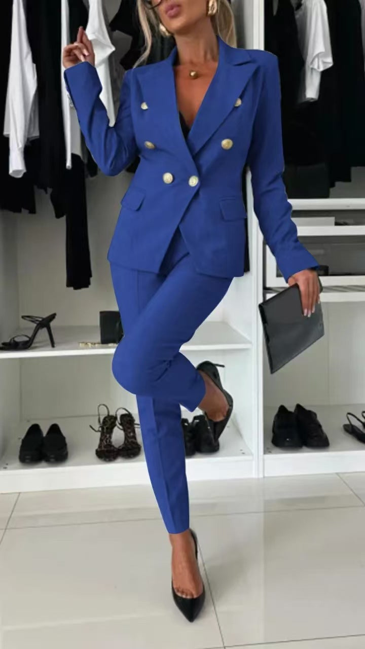 PENNIE | Classy Collar Blazer and Flared Pants Set
