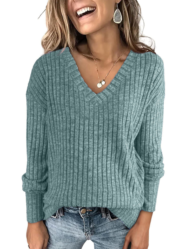 EVELYN | Women V Neck Oversized Lightweight Knit Sweater