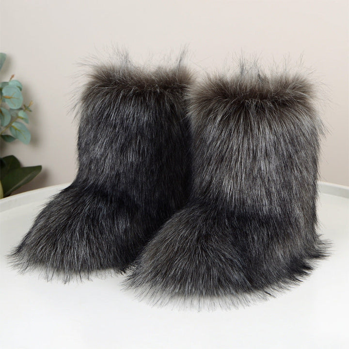 HIRA | Chic Trendy Furry Mid Length Winter Boots