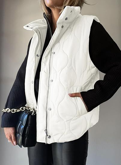 PAMMY | Classic Puffer Button Zip Up Collared Vest