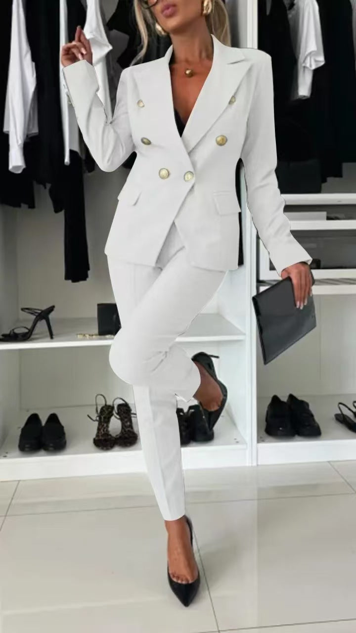 PENNIE | Classy Collar Blazer and Flared Pants Set