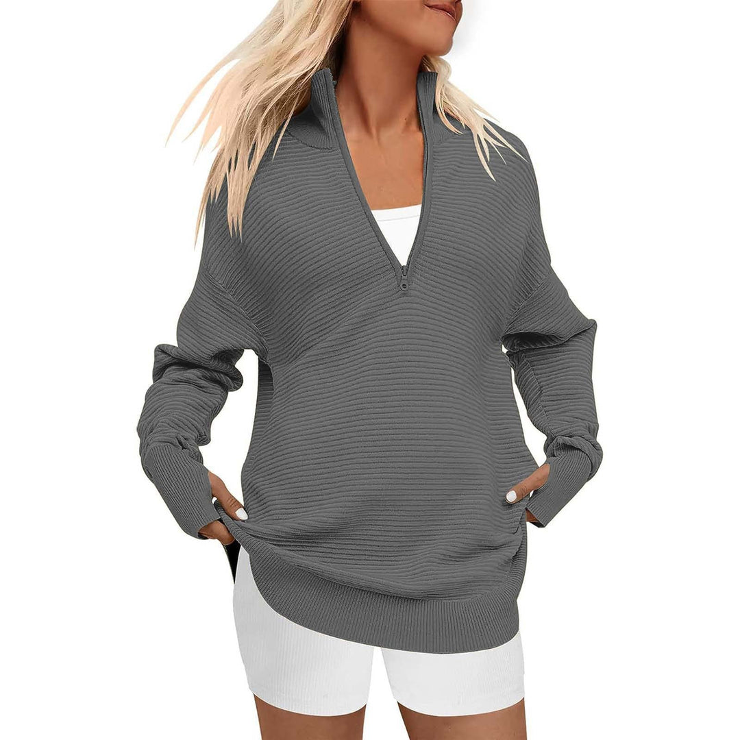 ENNA | Women Quarter Zip Rib Knit Pullover Sweater