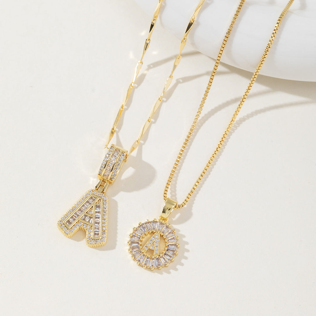 AISHA | Elegant 2-Pack Initial Letter Pendant Necklaces