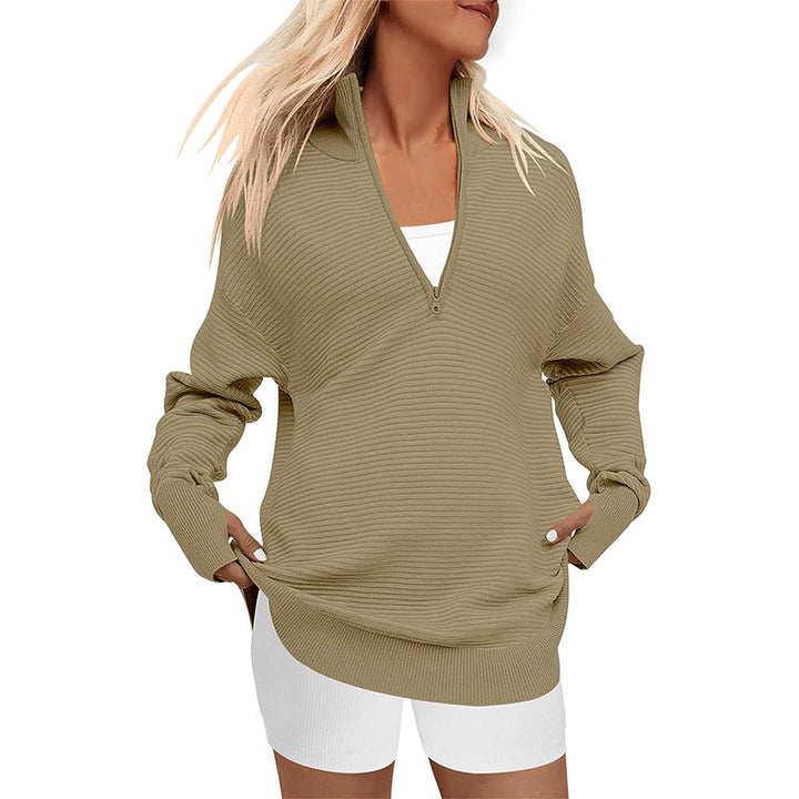 ENNA | Women Quarter Zip Rib Knit Pullover Sweater