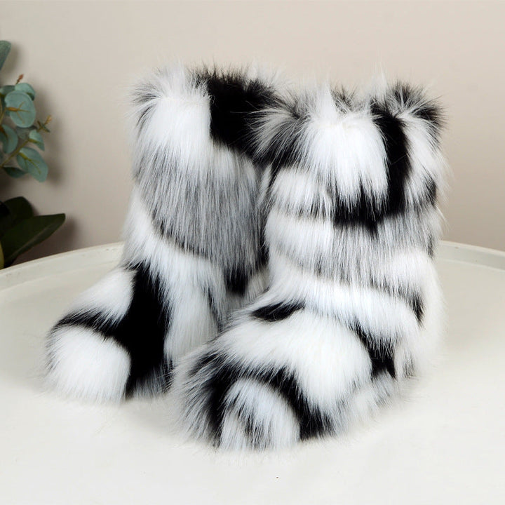 HIRA | Chic Trendy Furry Mid Length Winter Boots