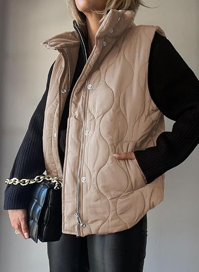 PAMMY | Classic Puffer Button Zip Up Collared Vest
