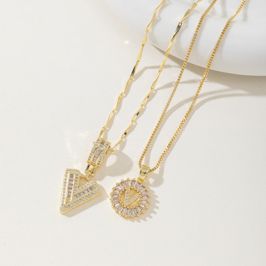 AISHA | Elegant 2-Pack Initial Letter Pendant Necklaces
