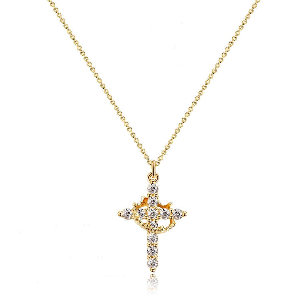 CLARISSE | Classic Cross & Crown Necklace