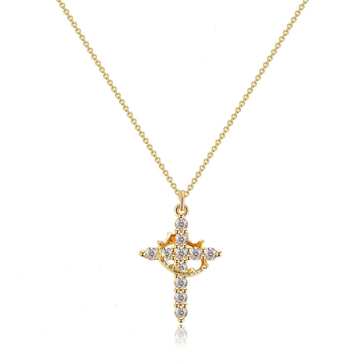 CLARISSE | Classic Cross & Crown Necklace