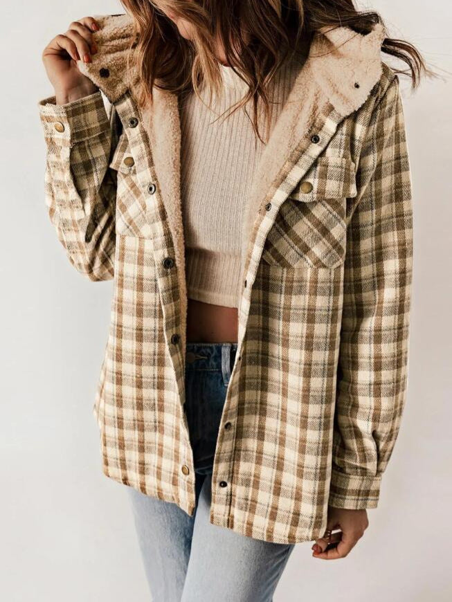 AMELIA | Women’s Plaid Hooded Flannel Jacket for Autumn & Winter