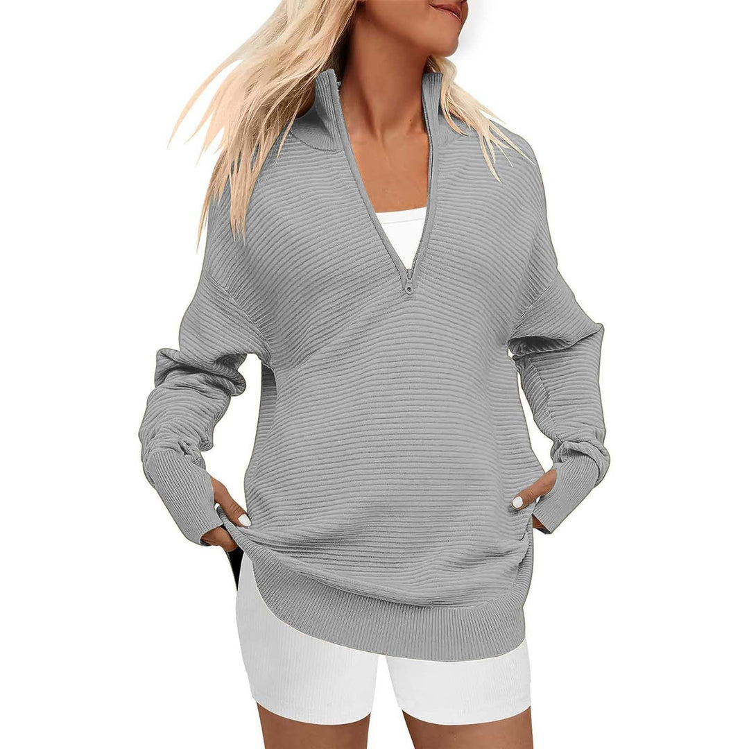 ENNA | Women Quarter Zip Rib Knit Pullover Sweater