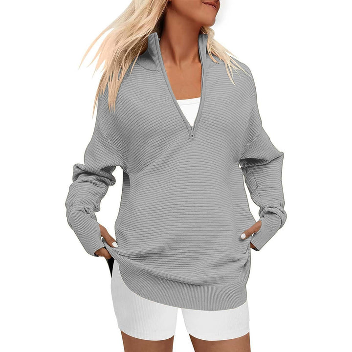 ENNA | Women Quarter Zip Rib Knit Pullover Sweater