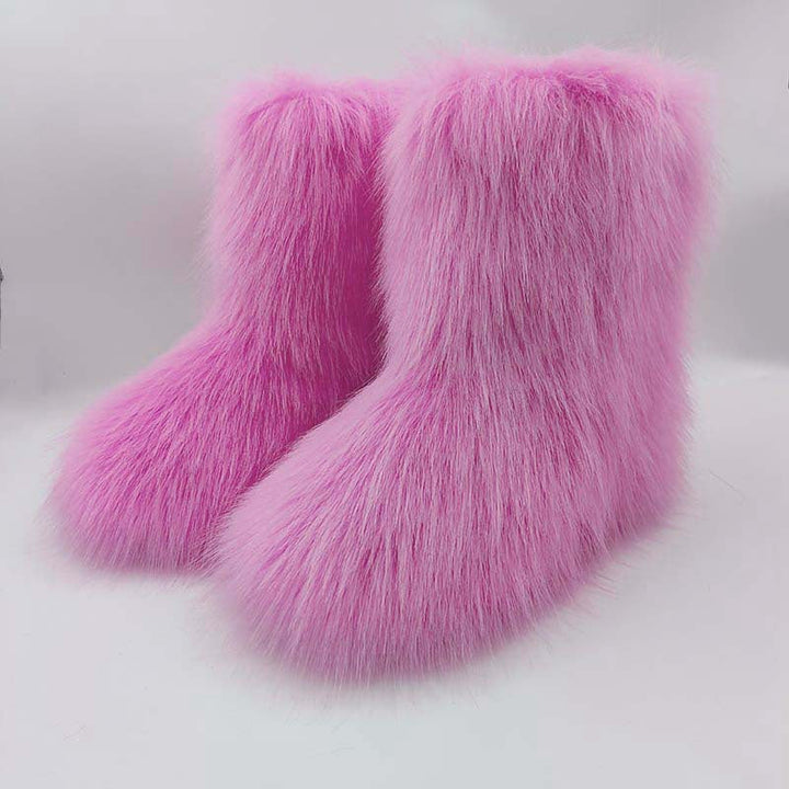 HIRA | Chic Trendy Furry Mid Length Winter Boots