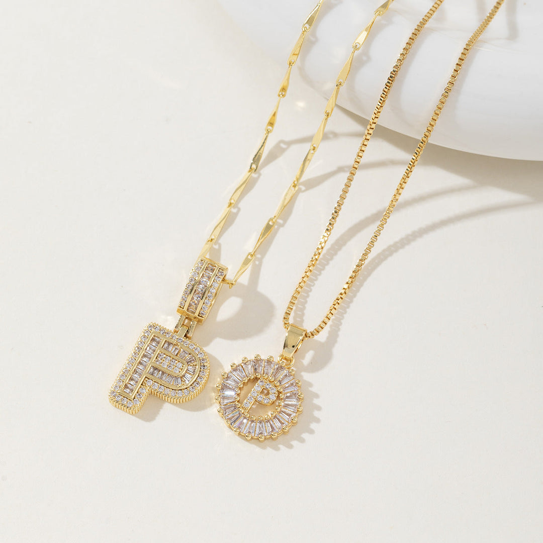AISHA | Elegant 2-Pack Initial Letter Pendant Necklaces