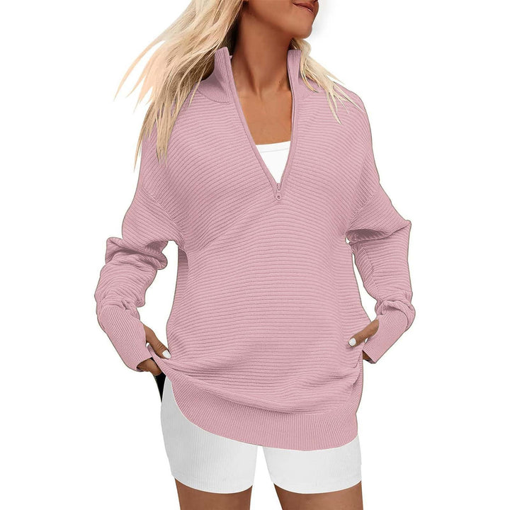 ENNA | Women Quarter Zip Rib Knit Pullover Sweater