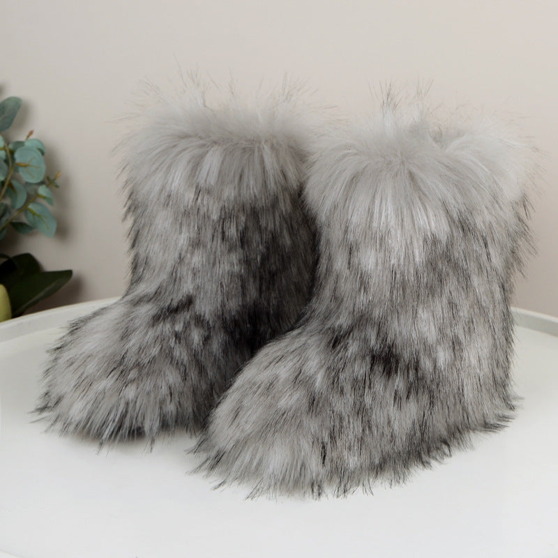 HIRA | Chic Trendy Furry Mid Length Winter Boots