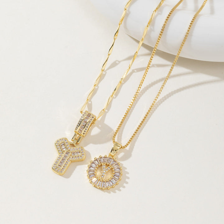 AISHA | Elegant 2-Pack Initial Letter Pendant Necklaces