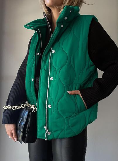 PAMMY | Classic Puffer Button Zip Up Collared Vest