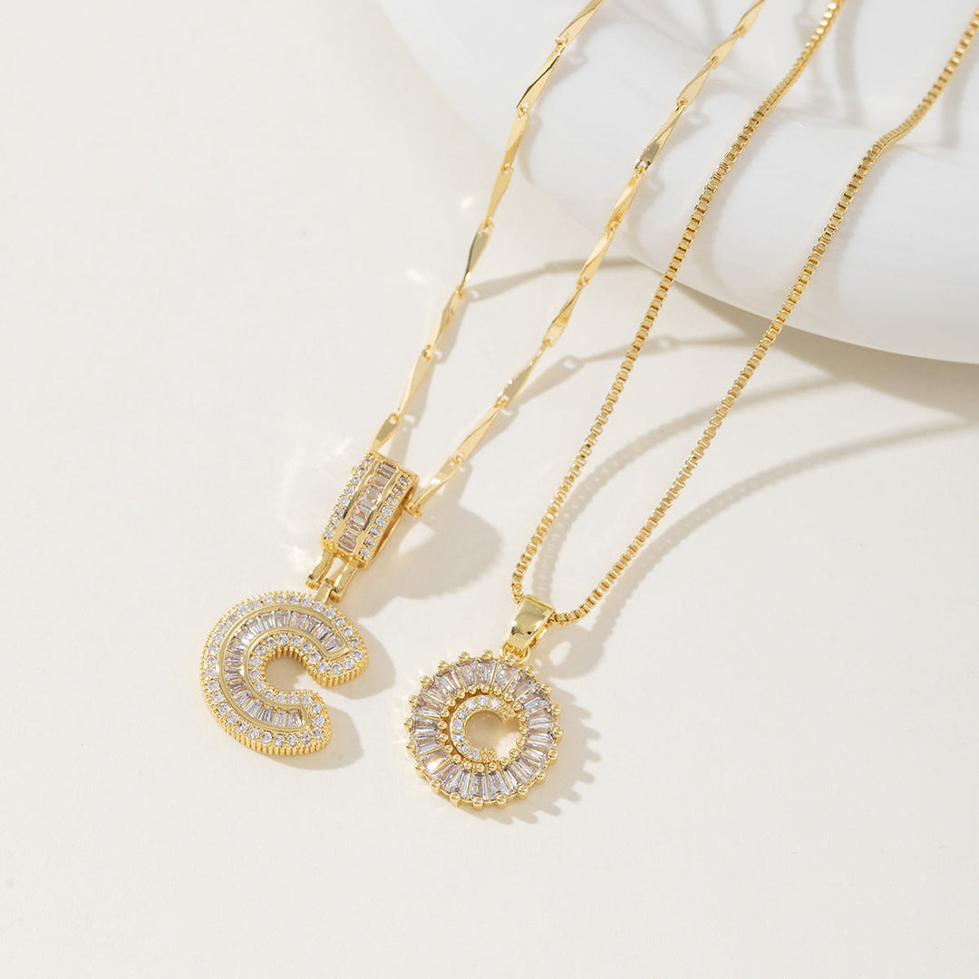 AISHA | Elegant 2-Pack Initial Letter Pendant Necklaces
