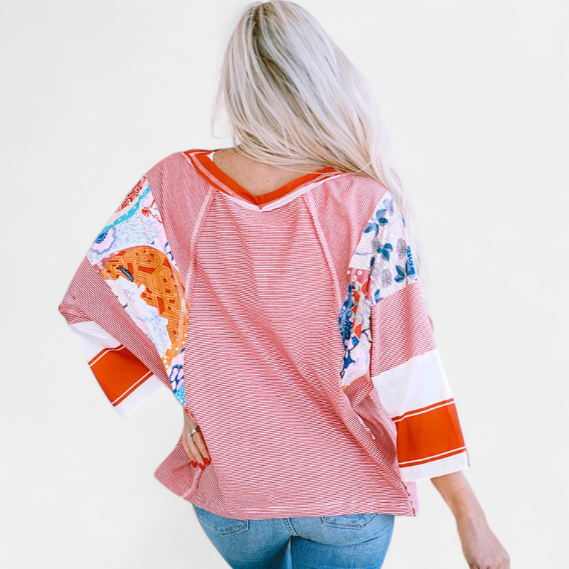 BAILEY | Lightweight Patchwork Batwing Top