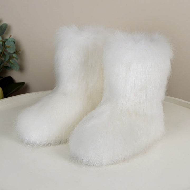 HIRA | Chic Trendy Furry Mid Length Winter Boots