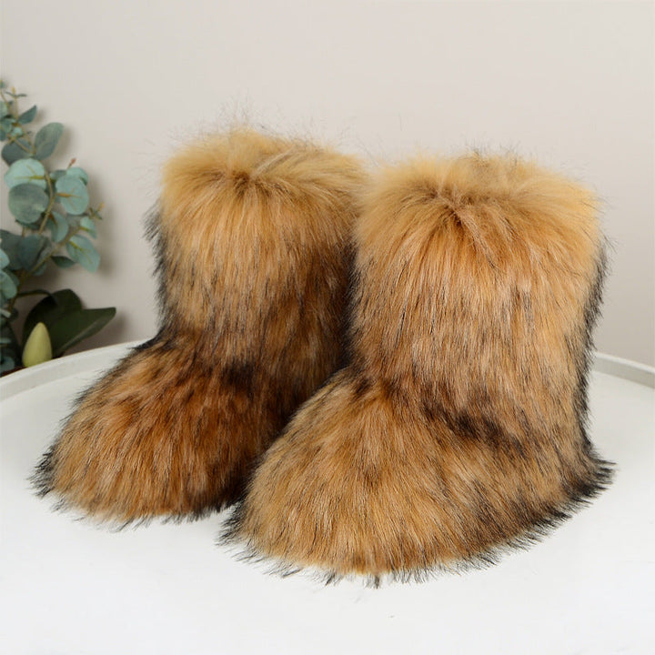 HIRA | Chic Trendy Furry Mid Length Winter Boots