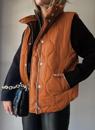 PAMMY | Classic Puffer Button Zip Up Collared Vest