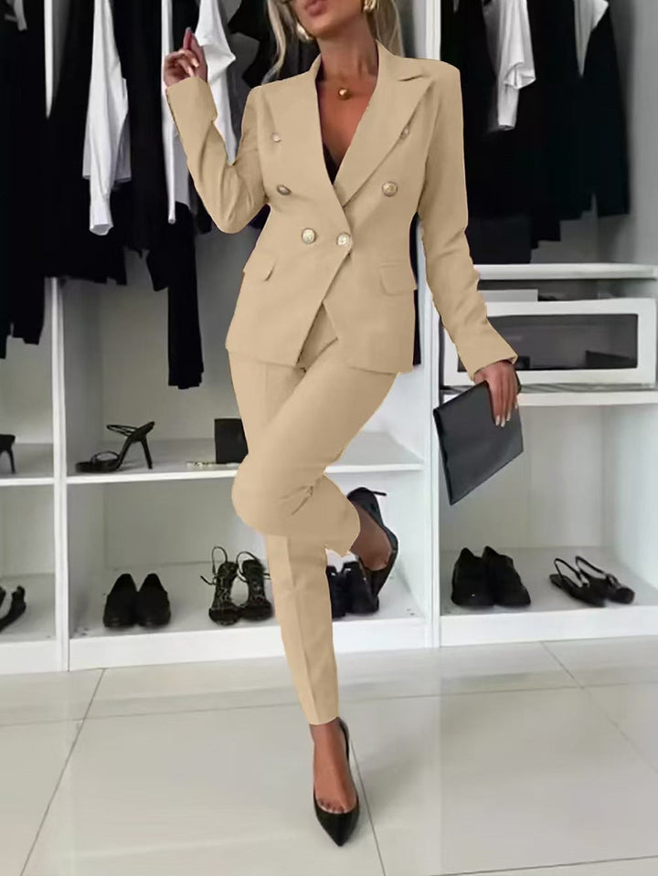 PENNIE | Classy Collar Blazer and Flared Pants Set