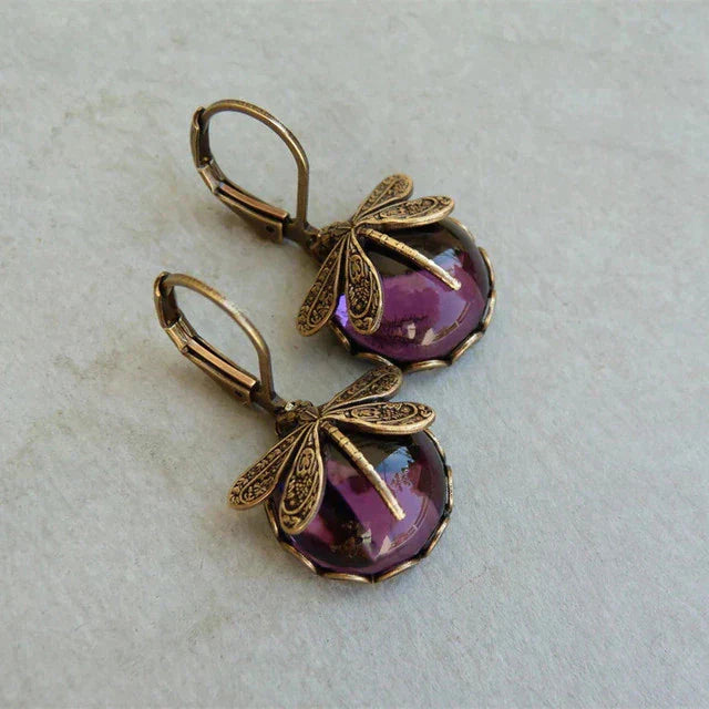 TAMARA | Spherical Dragonfly Earrings in Antique Gold