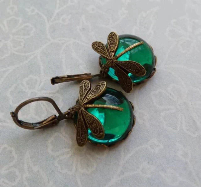 TAMARA | Spherical Dragonfly Earrings in Antique Gold