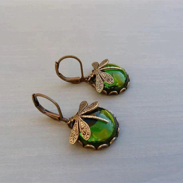 TAMARA | Spherical Dragonfly Earrings in Antique Gold