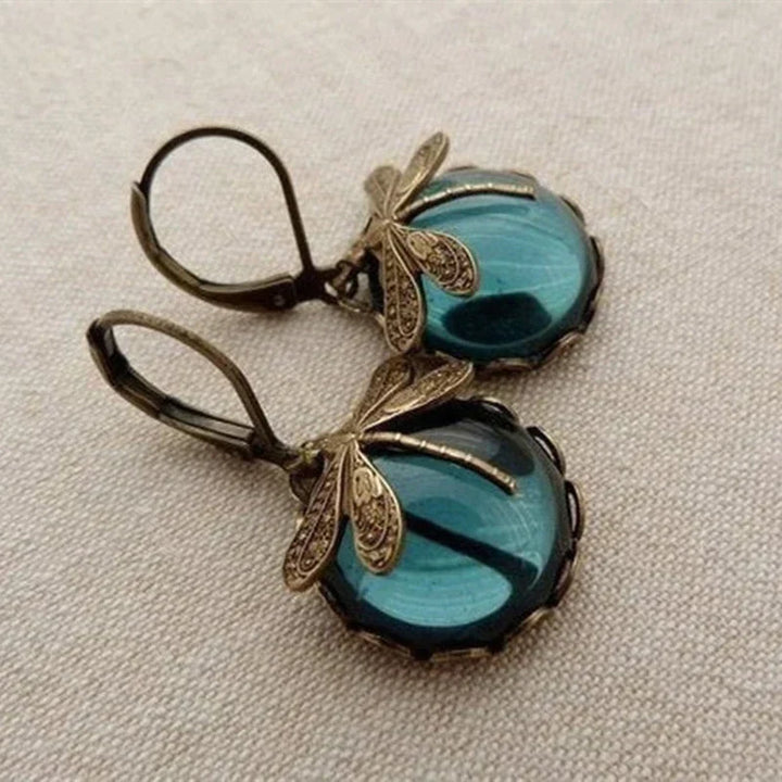 TAMARA | Spherical Dragonfly Earrings in Antique Gold