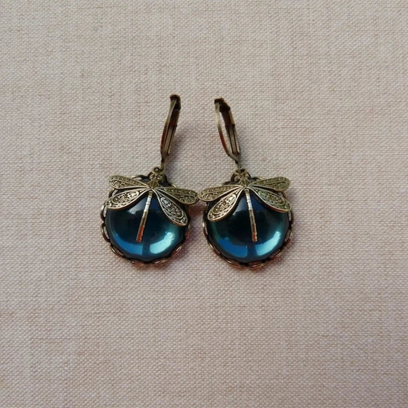 TAMARA | Spherical Dragonfly Earrings in Antique Gold