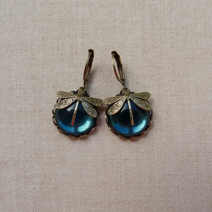 TAMARA | Spherical Dragonfly Earrings in Antique Gold