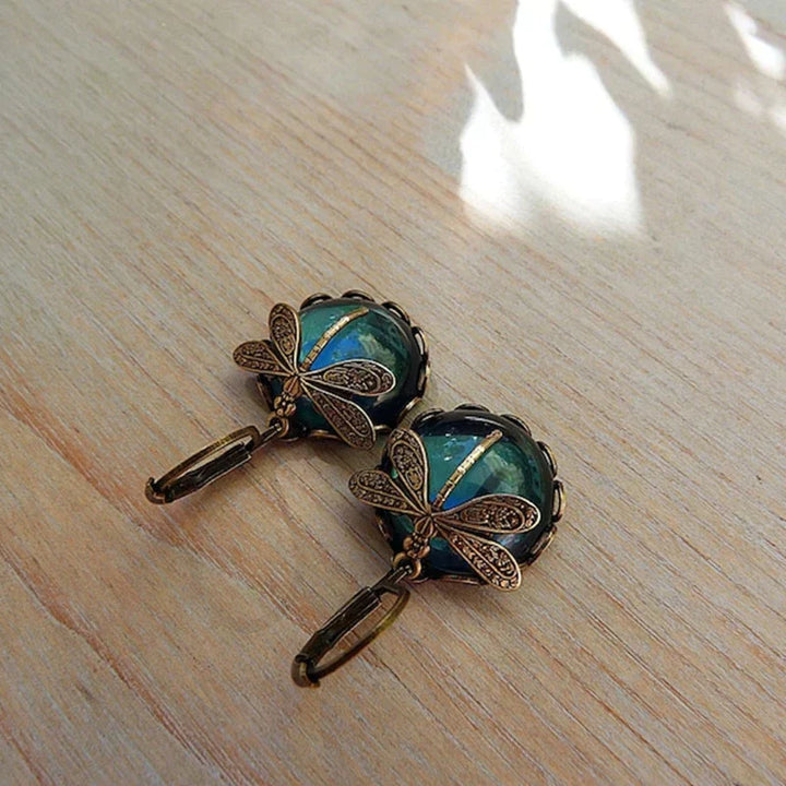 TAMARA | Spherical Dragonfly Earrings in Antique Gold