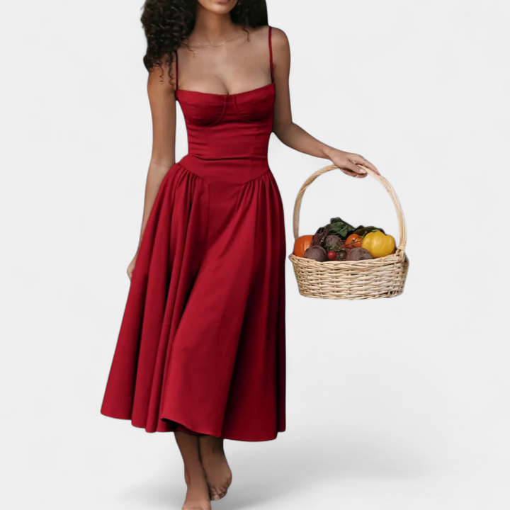 AUDRINA | Backless Adjustable Strap Midi Dress