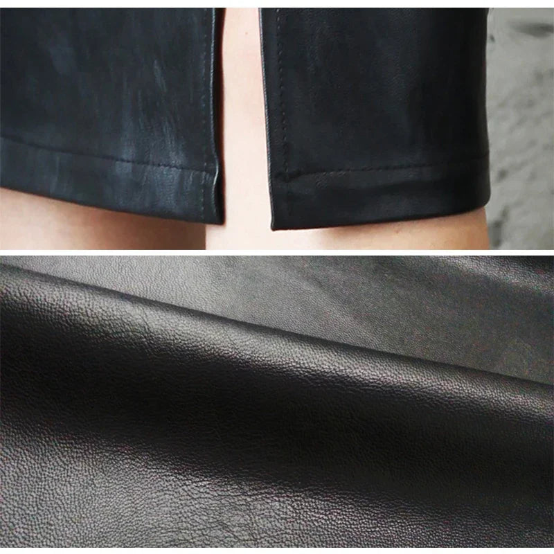 MONIQUE | Sleek Black Leather Pencil Skirt